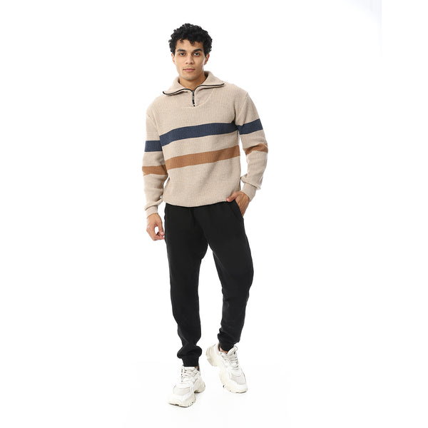 Wide_Striped_Zipped_Pullover_-_Beige,_Navy_Blue_&_Brown