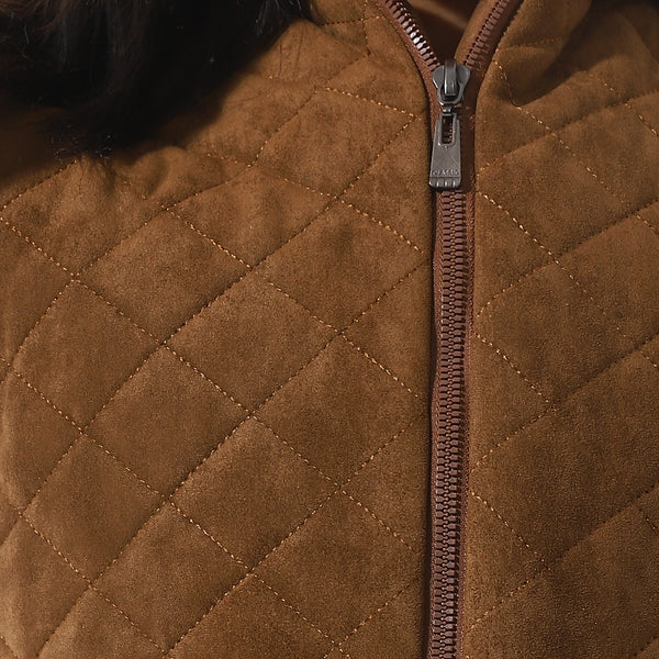 Grayish_Brown_Quilted_Hooded_Girls_Jacket