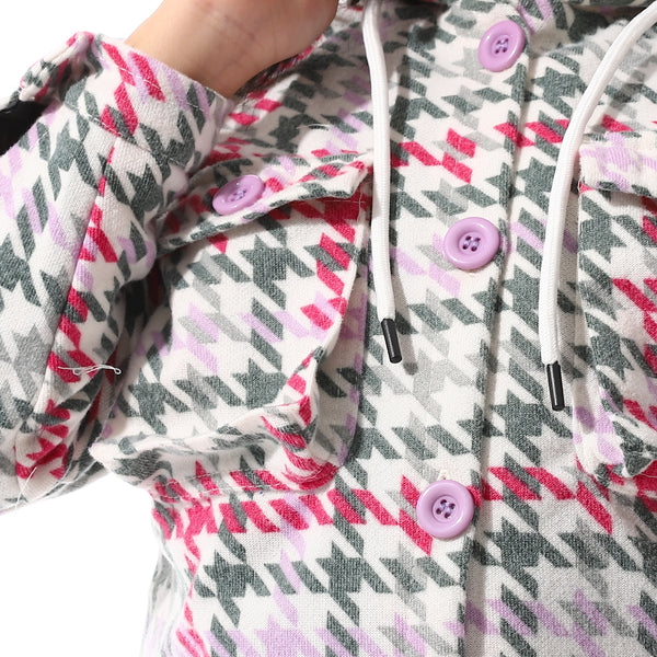 Houndstooth_Pattern_Hooded_Girls_Jacket_-_White,_Purple_&_Green