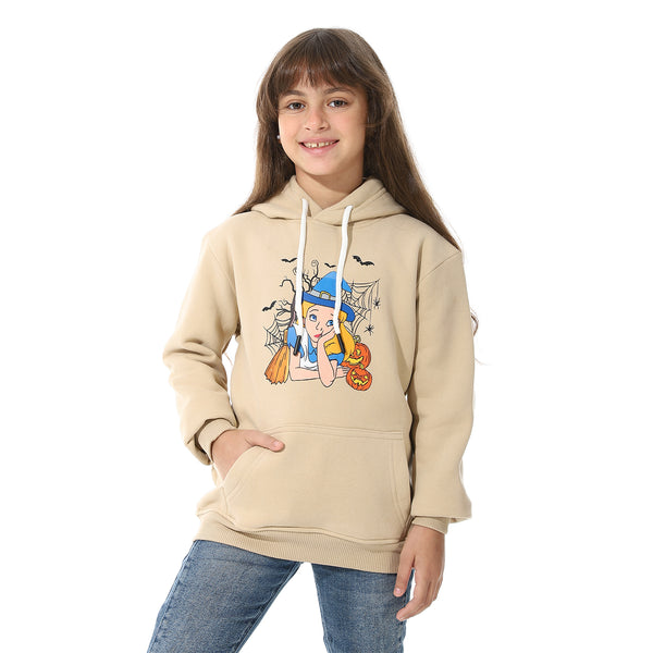 Printed_Girls_Hoodie_With_Pocket_-_Beige