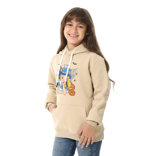 Printed_Girls_Hoodie_With_Pocket_-_Beige