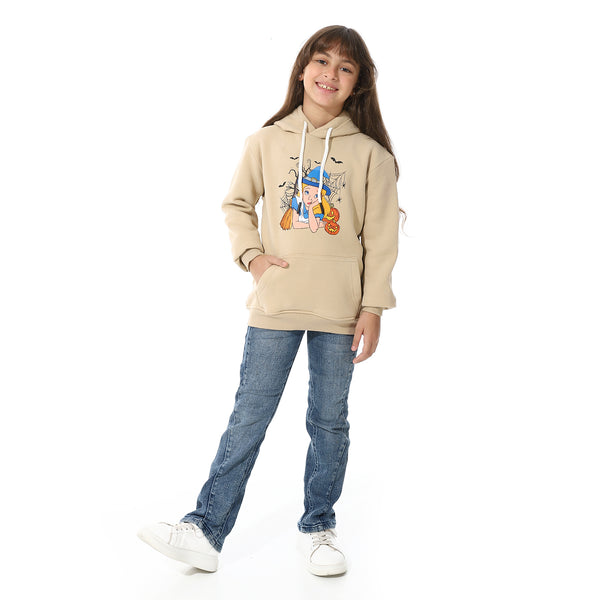 Printed_Girls_Hoodie_With_Pocket_-_Beige