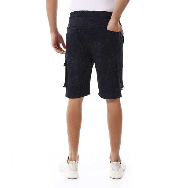 Heather_Navy_Blue_Elastic_Waist_Cargo_Shorts