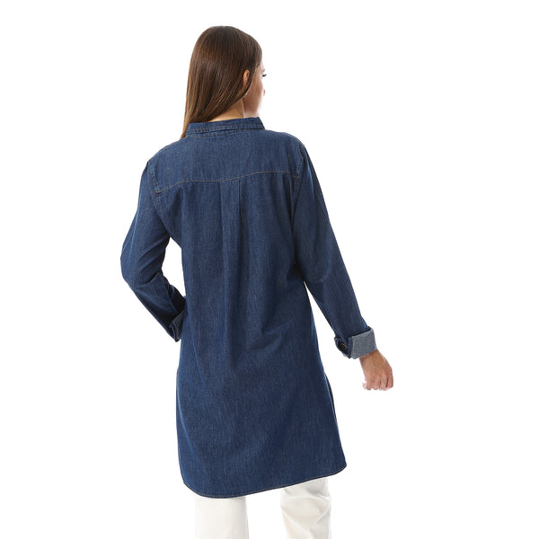 Navy Blue Long Sleeves Denim Shirt