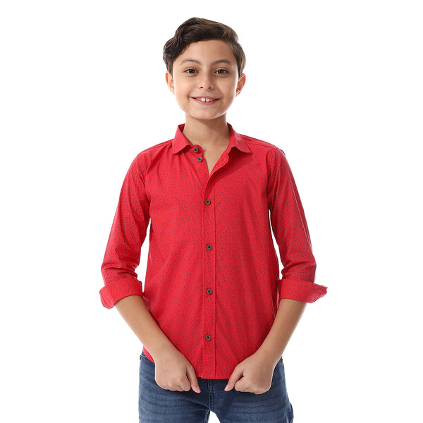 Squares_Long_Sleeves_Boys_Shirt_Red