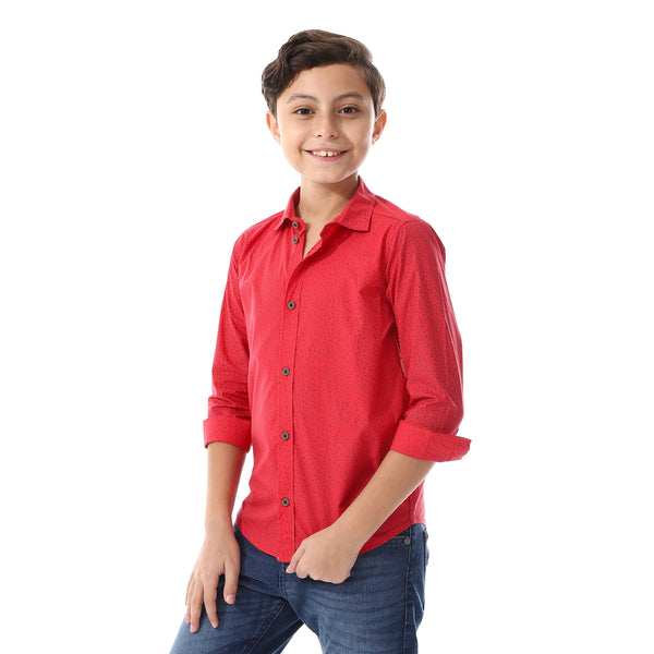 Squares_Long_Sleeves_Boys_Shirt_Red