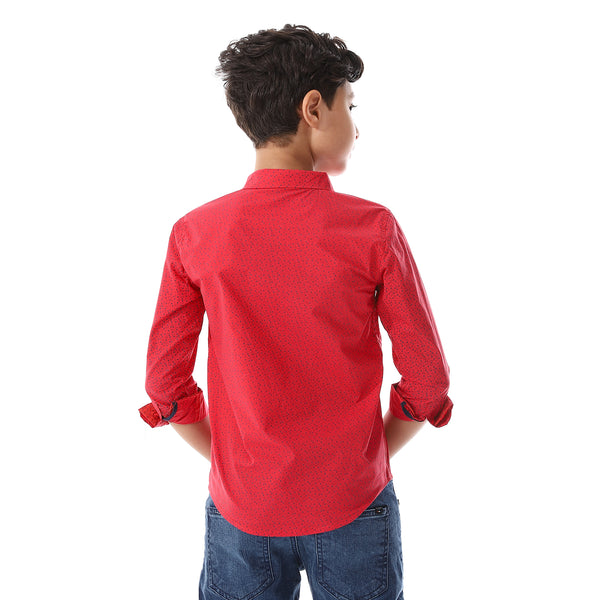 Squares_Long_Sleeves_Boys_Shirt_Red