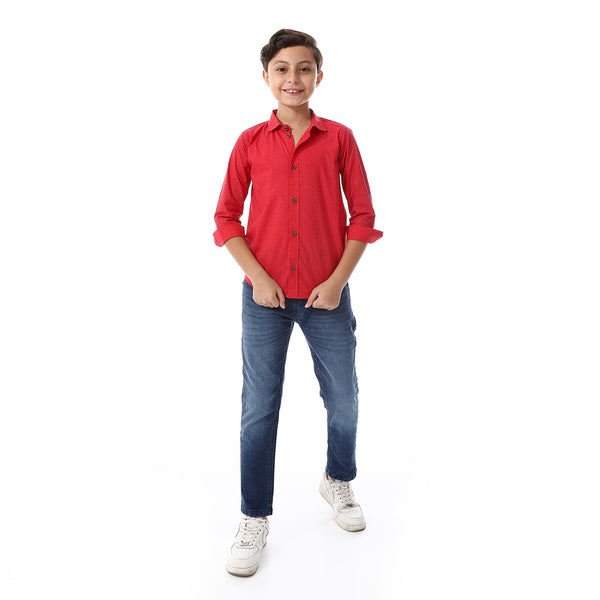 Squares_Long_Sleeves_Boys_Shirt_Red