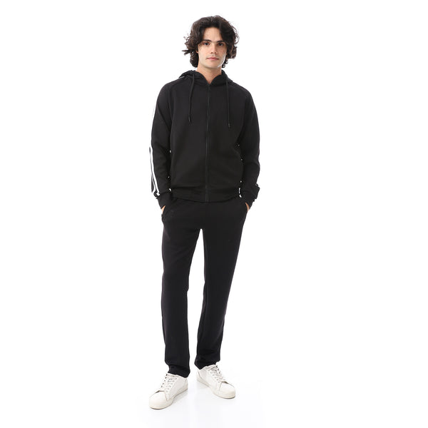 Black_Elastic_Wais_Hooded_Tracksuit