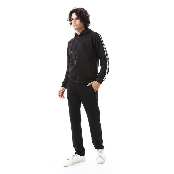 Black_Elastic_Wais_Hooded_Tracksuit