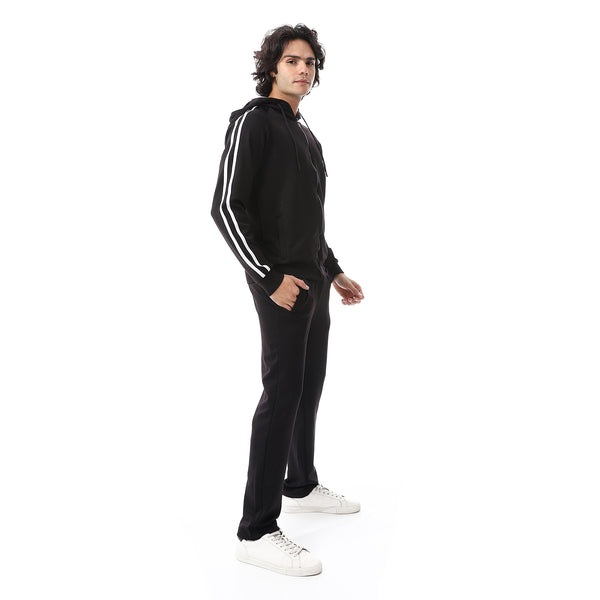 Black_Elastic_Wais_Hooded_Tracksuit