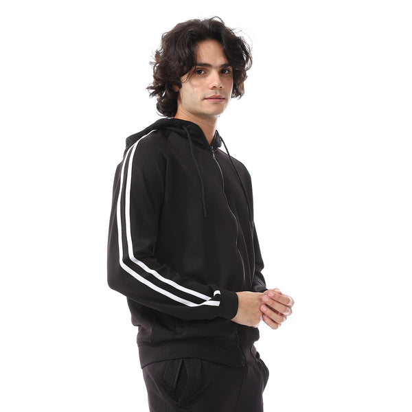 Black_Elastic_Wais_Hooded_Tracksuit