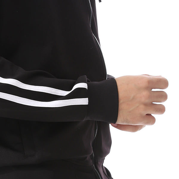 Black_Elastic_Wais_Hooded_Tracksuit