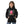 Black Printed Fleeced Girls Hoodie