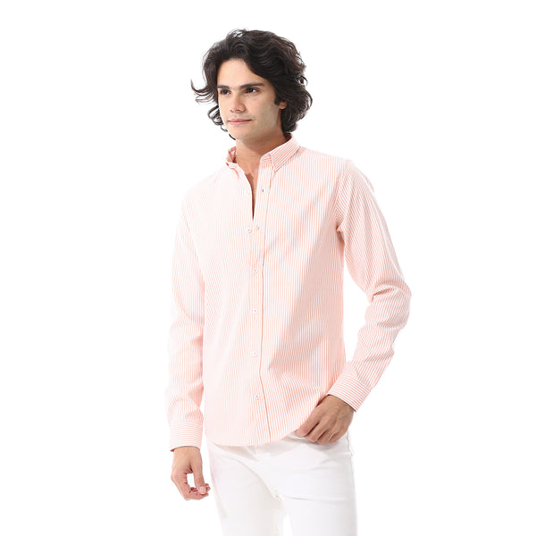 Candy_Stripes_Pattern_Turn_Down_Collar_Shirt_-_White_&_Orange