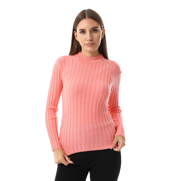 Mock Neck Slip On Ribbed Top - Rose
