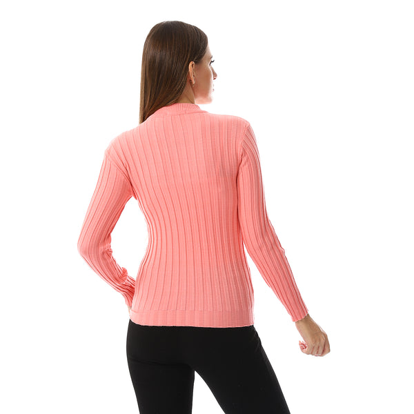 Mock Neck Slip On Ribbed Top - Rose