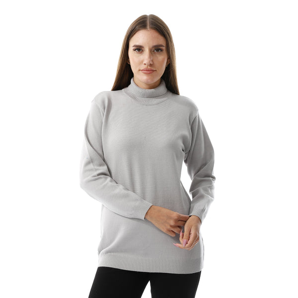 Long Sleeves Slip On Pullover - Light Grey