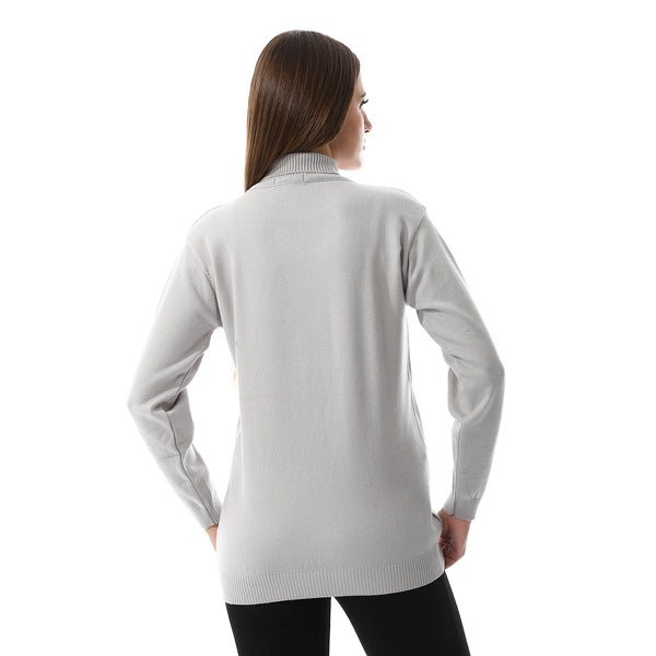 Long Sleeves Slip On Pullover - Light Grey