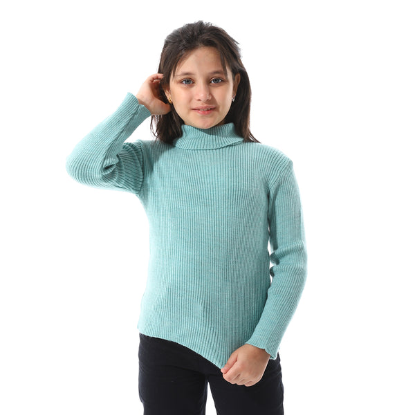 Turtle_Neck_Ribbed_Girls_Pullover_-_Mint_Green
