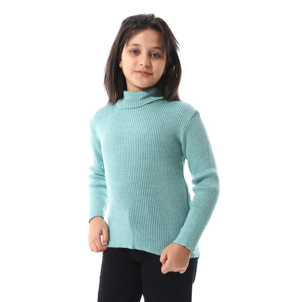 Turtle_Neck_Ribbed_Girls_Pullover_-_Mint_Green