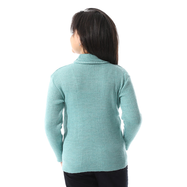 Turtle_Neck_Ribbed_Girls_Pullover_-_Mint_Green
