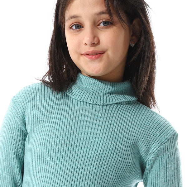 Turtle_Neck_Ribbed_Girls_Pullover_-_Mint_Green