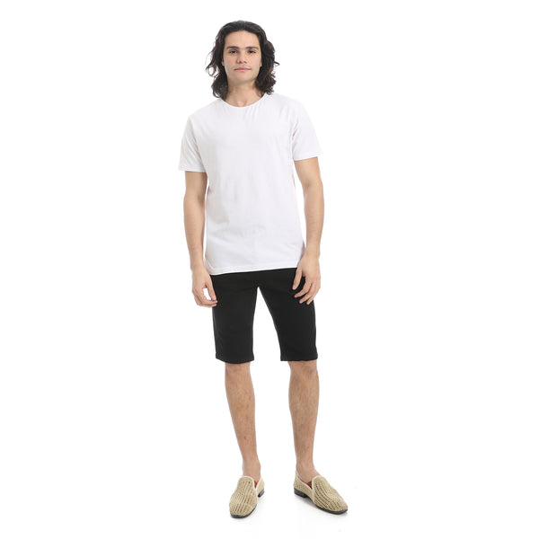 Black_Regular_Fit_Gabardine_Shorts
