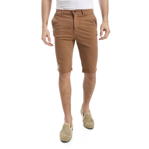 Cider_Brown_Regular_Fit_Gabardine_Shorts