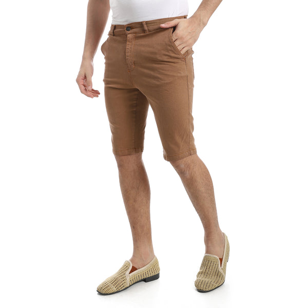 Cider_Brown_Regular_Fit_Gabardine_Shorts