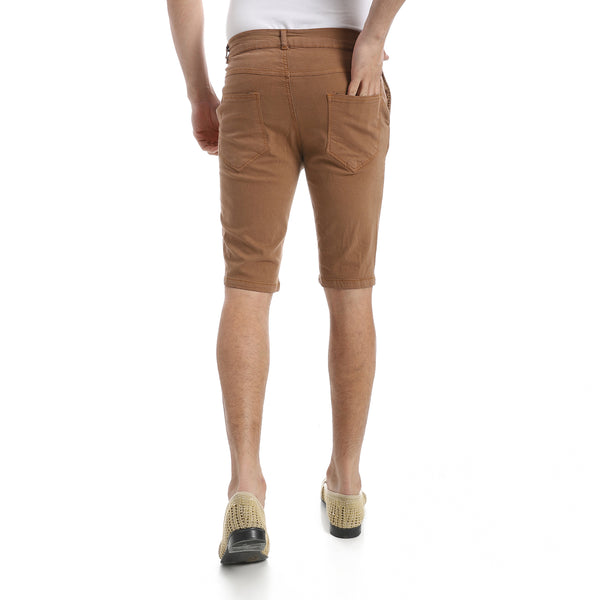 Cider_Brown_Regular_Fit_Gabardine_Shorts