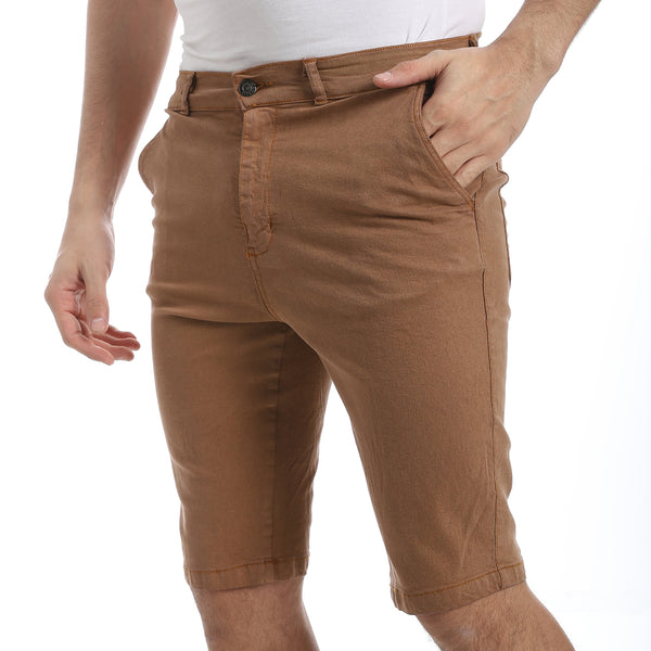 Cider_Brown_Regular_Fit_Gabardine_Shorts