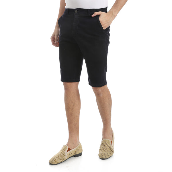 Blue_Black_Regular_Fit_Gabardine_Shorts