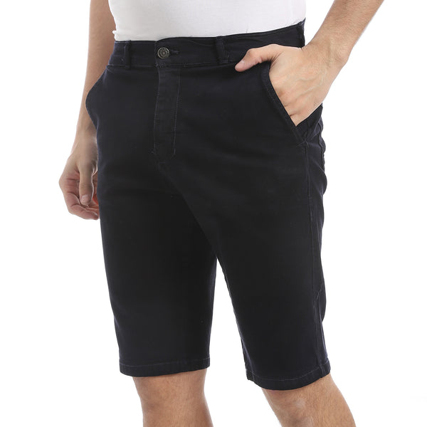 Blue_Black_Regular_Fit_Gabardine_Shorts
