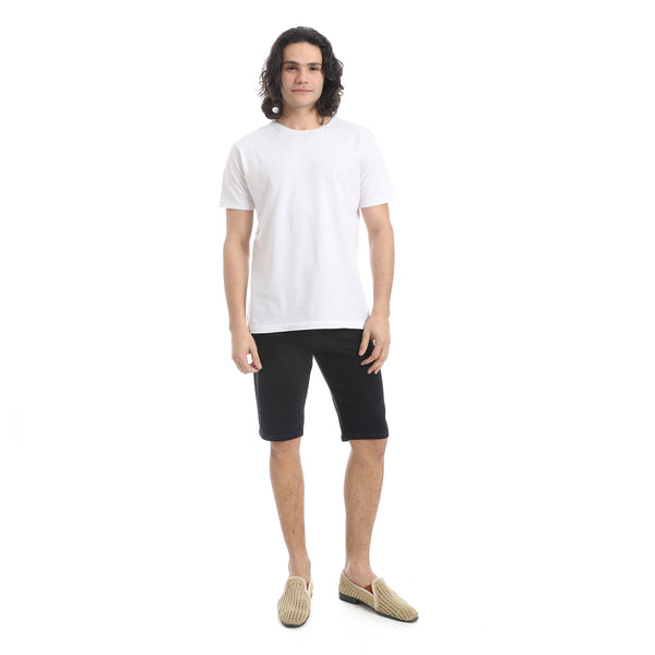 Blue_Black_Regular_Fit_Gabardine_Shorts
