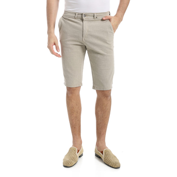 Beige_Regular_Fit_Gabardine_Shorts