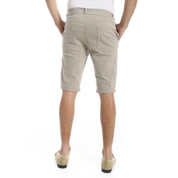 Beige_Regular_Fit_Gabardine_Shorts
