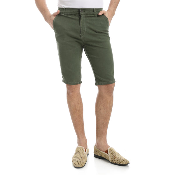 Dark_Olive_Regular_Fit_Gabardine_Shorts