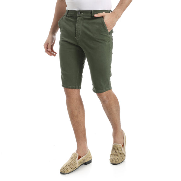 Dark_Olive_Regular_Fit_Gabardine_Shorts