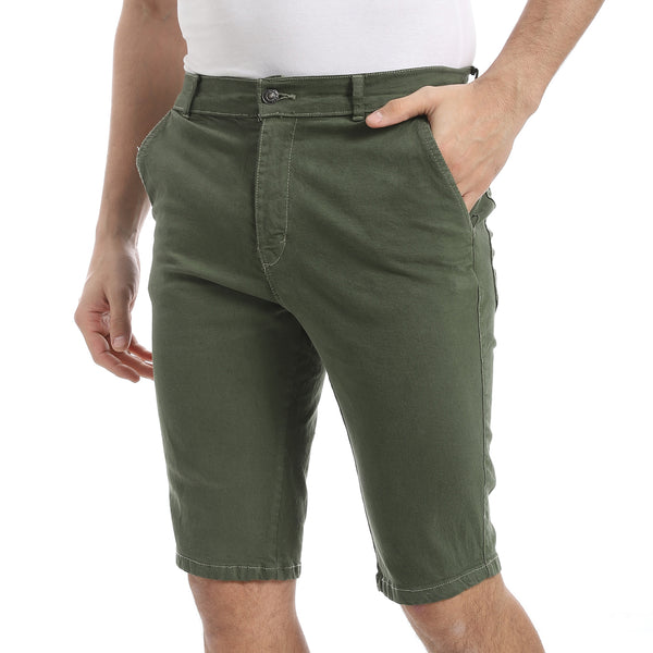 Dark_Olive_Regular_Fit_Gabardine_Shorts