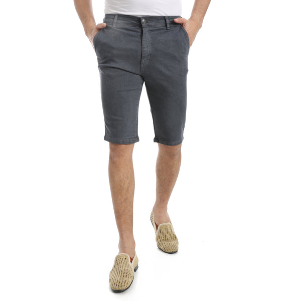 Iron_Grey_Regular_Fit_Gabardine_Shorts