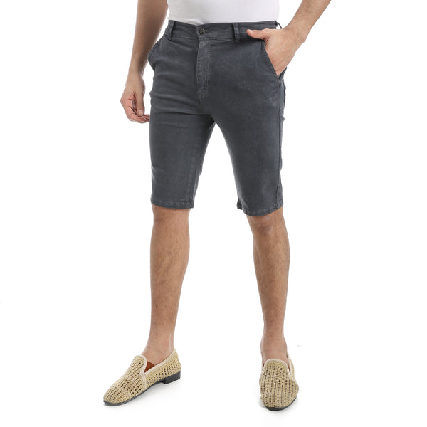 Iron_Grey_Regular_Fit_Gabardine_Shorts