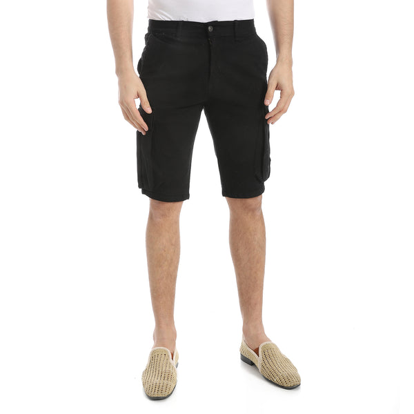 Plain_Gabardine_Cargo_Shorts_-_Black