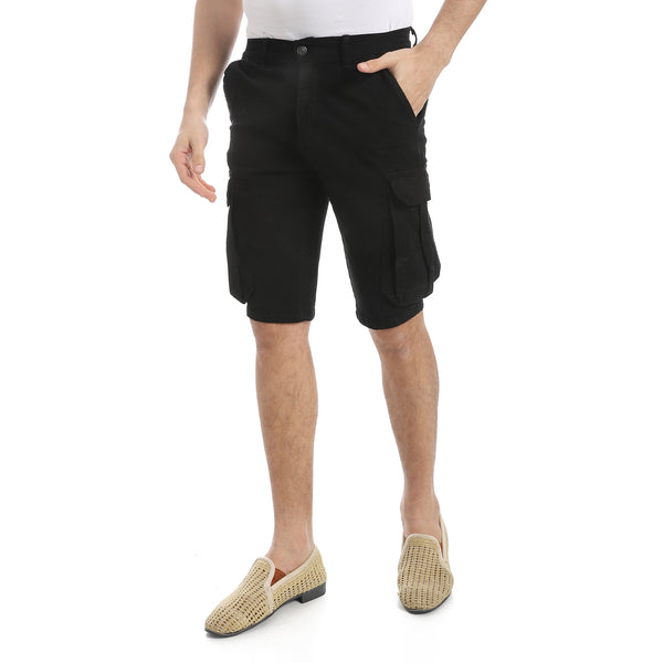 Plain_Gabardine_Cargo_Shorts_-_Black