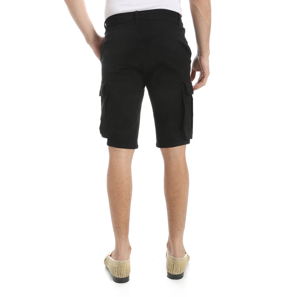 Plain_Gabardine_Cargo_Shorts_-_Black