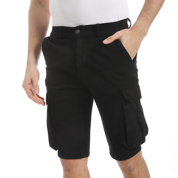 Plain_Gabardine_Cargo_Shorts_-_Black
