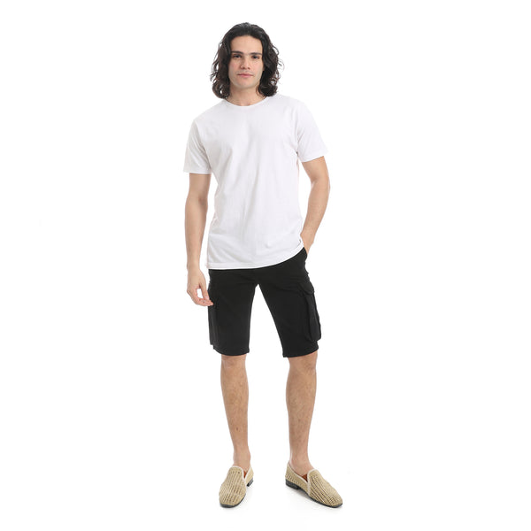 Plain_Gabardine_Cargo_Shorts_-_Black