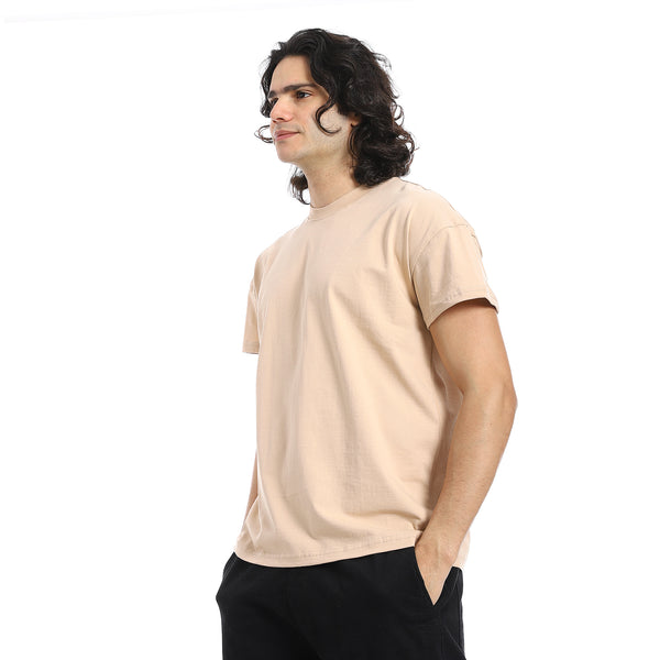 Beige_Crew_Neck_Short_Sleeves_T-Shirt