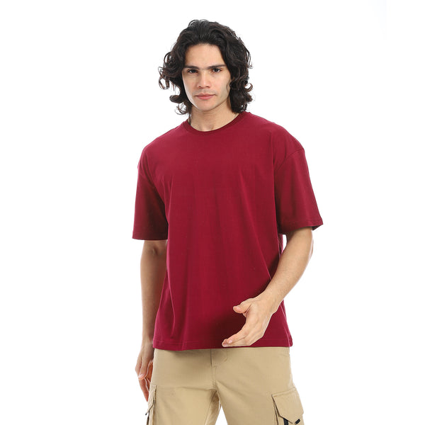 Wine_Red_Crew_Neck_Short_Sleeves_T-Shirt