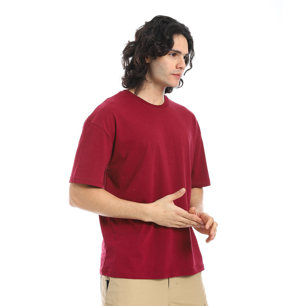 Wine_Red_Crew_Neck_Short_Sleeves_T-Shirt